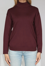 Metric Knits Metric Knits Dark Cherry Mock Neck Long Sleeve Top