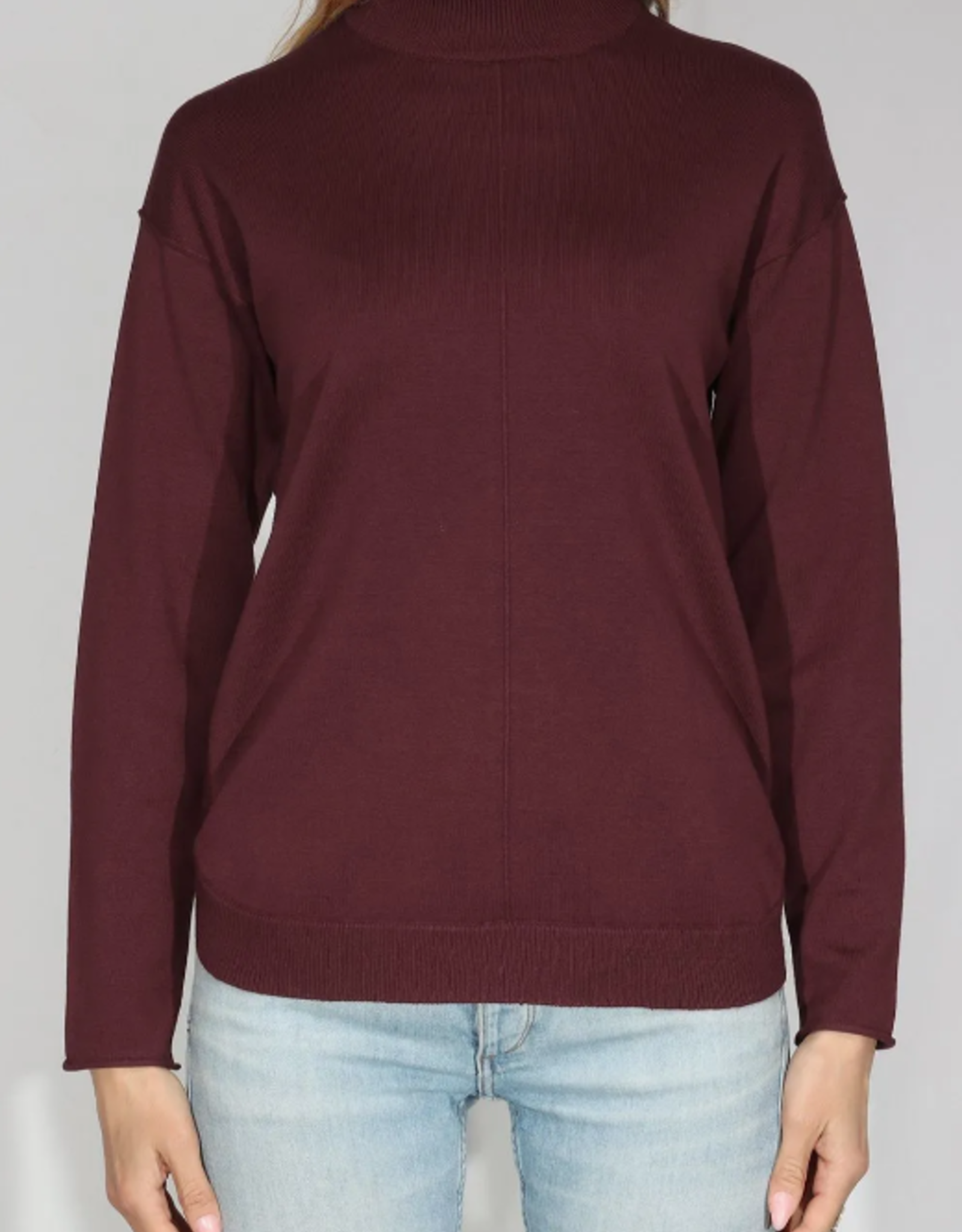 Metric Knits Metric Knits Dark Cherry Mock Neck Long Sleeve Top