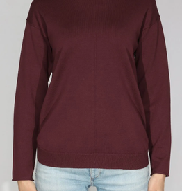 Metric Knits Metric Knits Dark Cherry Mock Neck Long Sleeve Top