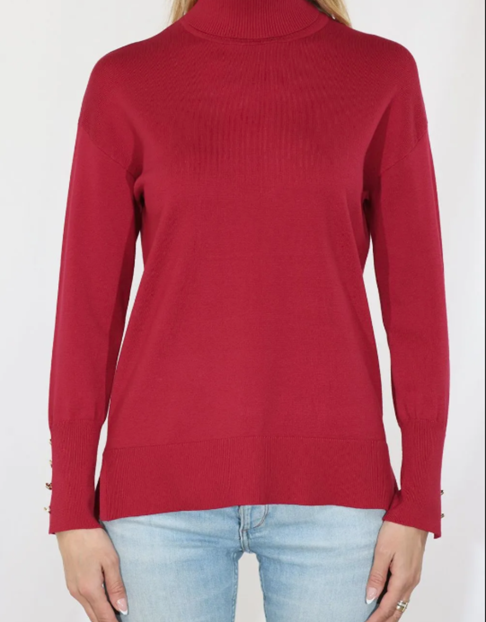Metric Knits Metric Knits Red Turtle Neck Long Sleeve Top