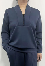 Creations Creation Navy 1/2 Zip L/S Luxe Fabric Top Creations Creation Navy 1/2 Zip L/S Luxe Fabric Top