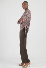 Clara Sun Woo Clara Sun Woo Brown Animal Print Scoop Neck L/S Top w/Side Detail CK Clara Sun Woo Clara Sun Woo Brown Animal Print Scoop Neck L/S Top w/Side Detail CK