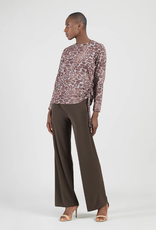 Clara Sun Woo Clara Sun Woo Brown Animal Print Scoop Neck L/S Top w/Side Detail CK Clara Sun Woo Clara Sun Woo Brown Animal Print Scoop Neck L/S Top w/Side Detail CK