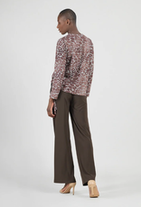 Clara Sun Woo Clara Sun Woo Brown Animal Print Scoop Neck L/S Top w/Side Detail CK Clara Sun Woo Clara Sun Woo Brown Animal Print Scoop Neck L/S Top w/Side Detail CK