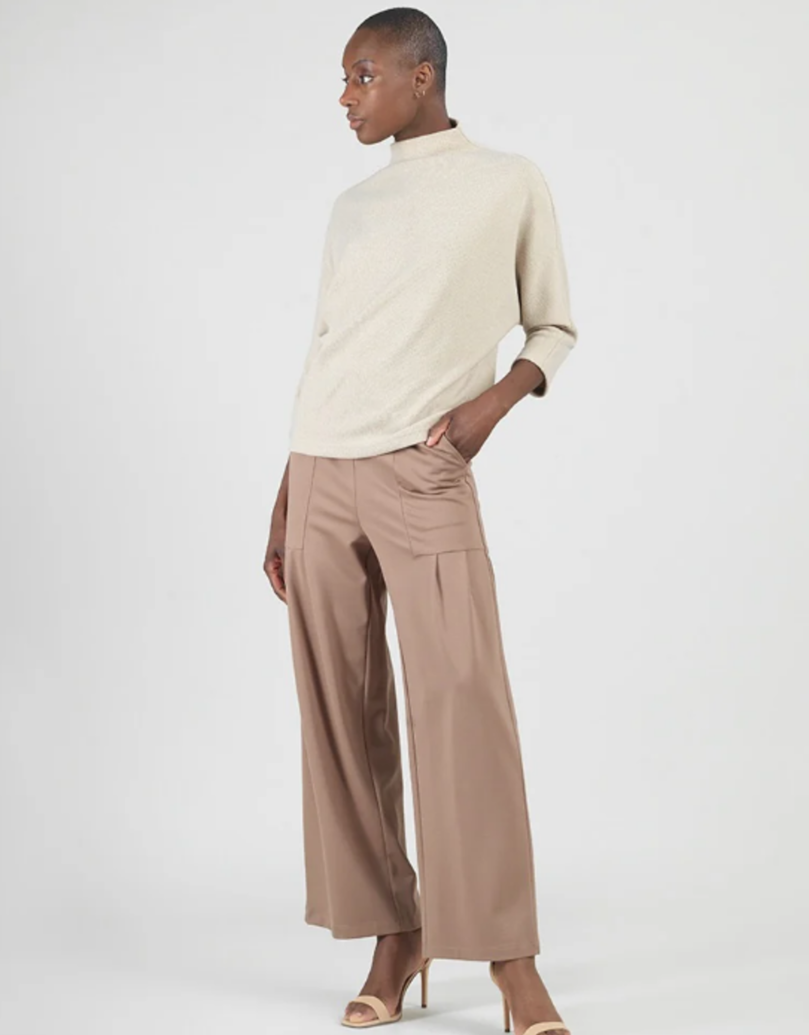 Clara Sun Woo Clara Sun Woo Natural Ribbed Funnel Neck Sweater Top KK