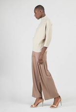 Clara Sun Woo Clara Sun Woo Natural Ribbed Funnel Neck Sweater Top KK Clara Sun Woo Clara Sun Woo Natural Ribbed Funnel Neck Sweater Top KK