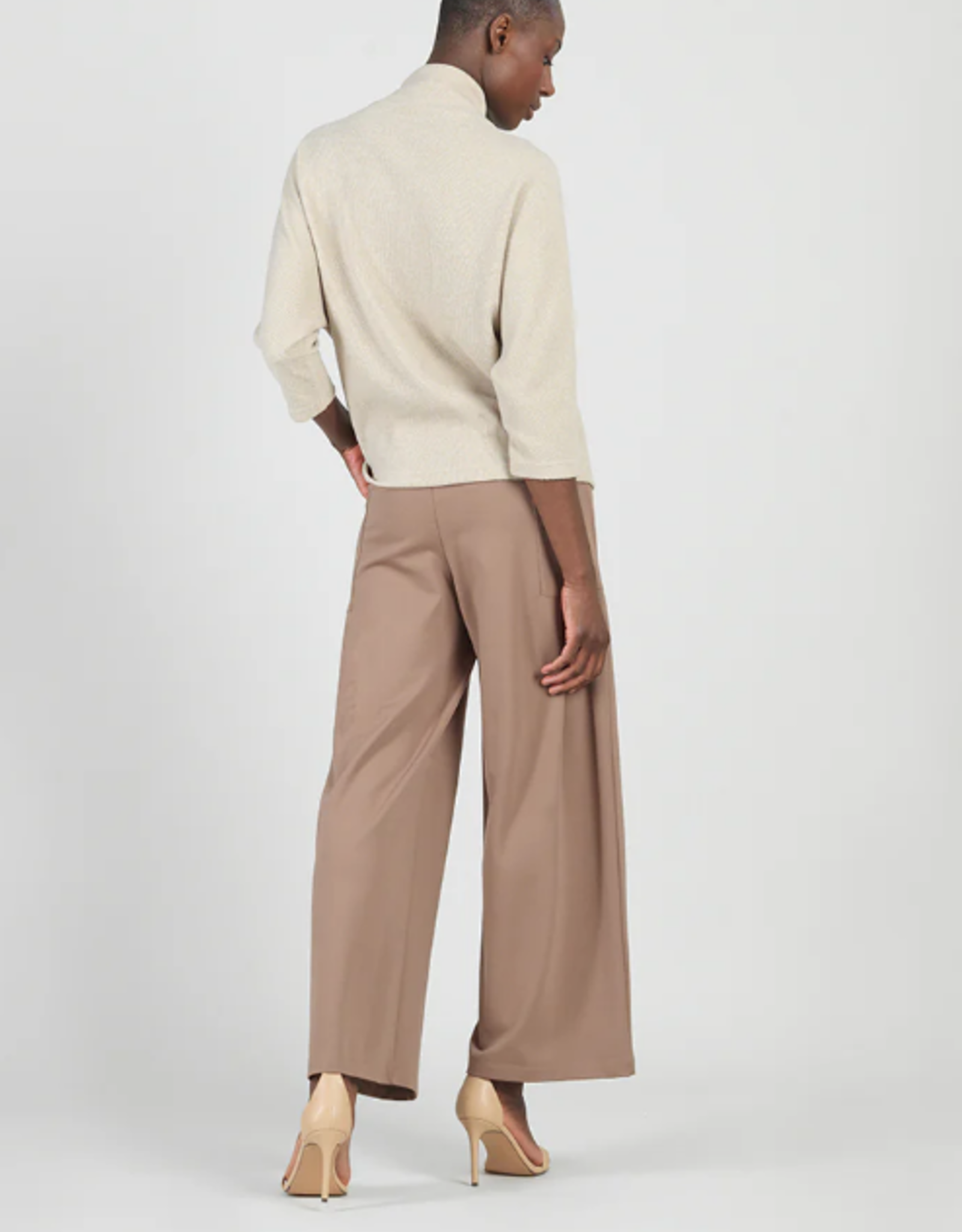 Clara Sun Woo Clara Sun Woo Natural Ribbed Funnel Neck Sweater Top KK