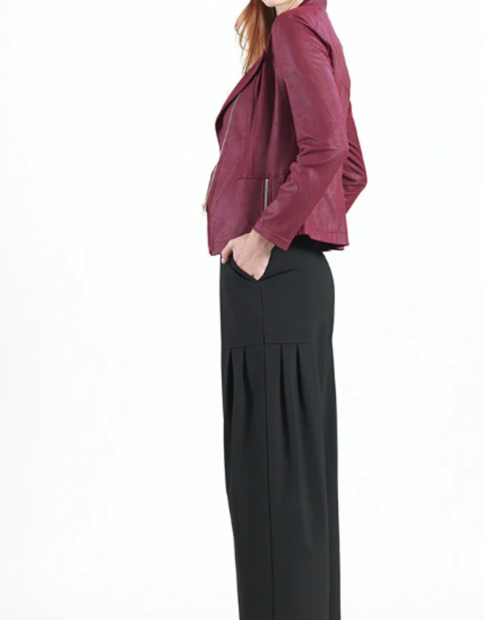 Clara Sun Woo Clara Sun Woo  Merlot Liquid Leather Zip Jacket RB