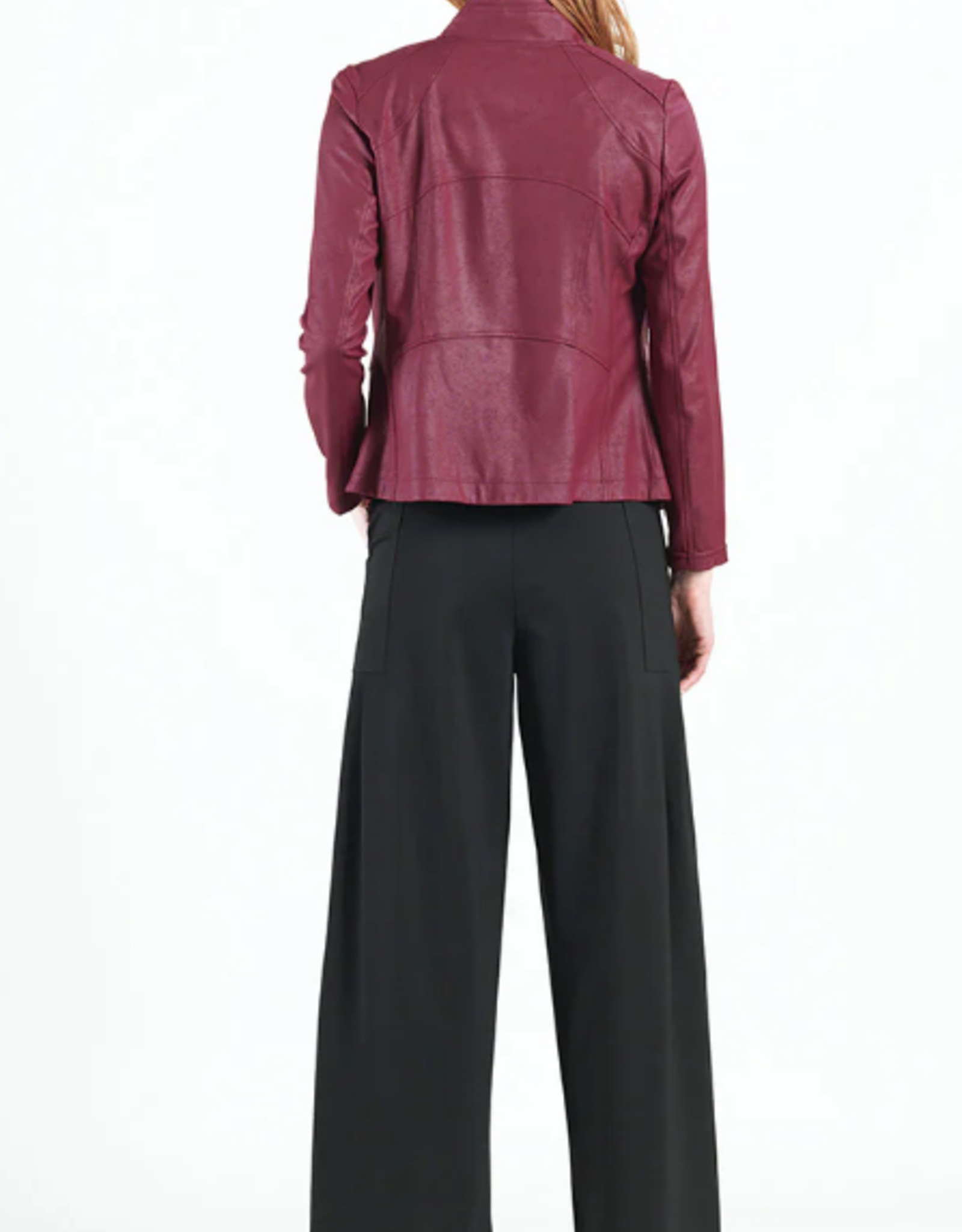 Clara Sun Woo Clara Sun Woo  Merlot Liquid Leather Zip Jacket RB