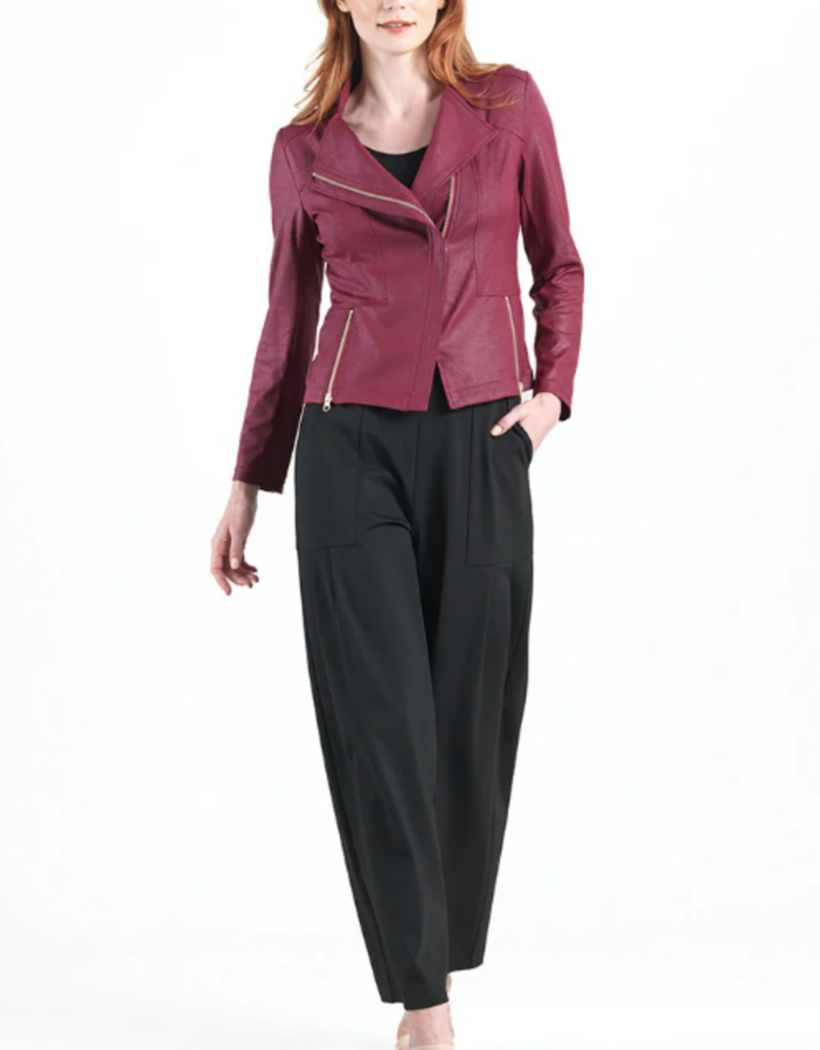 Clara Sun Woo Clara Sun Woo  Merlot Liquid Leather Zip Jacket RB