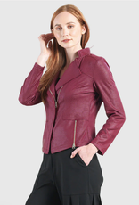 Clara Sun Woo Clara Sun Woo  Merlot Liquid Leather Zip Jacket RB Clara Sun Woo Clara Sun Woo  Merlot Liquid Leather Zip Jacket RB