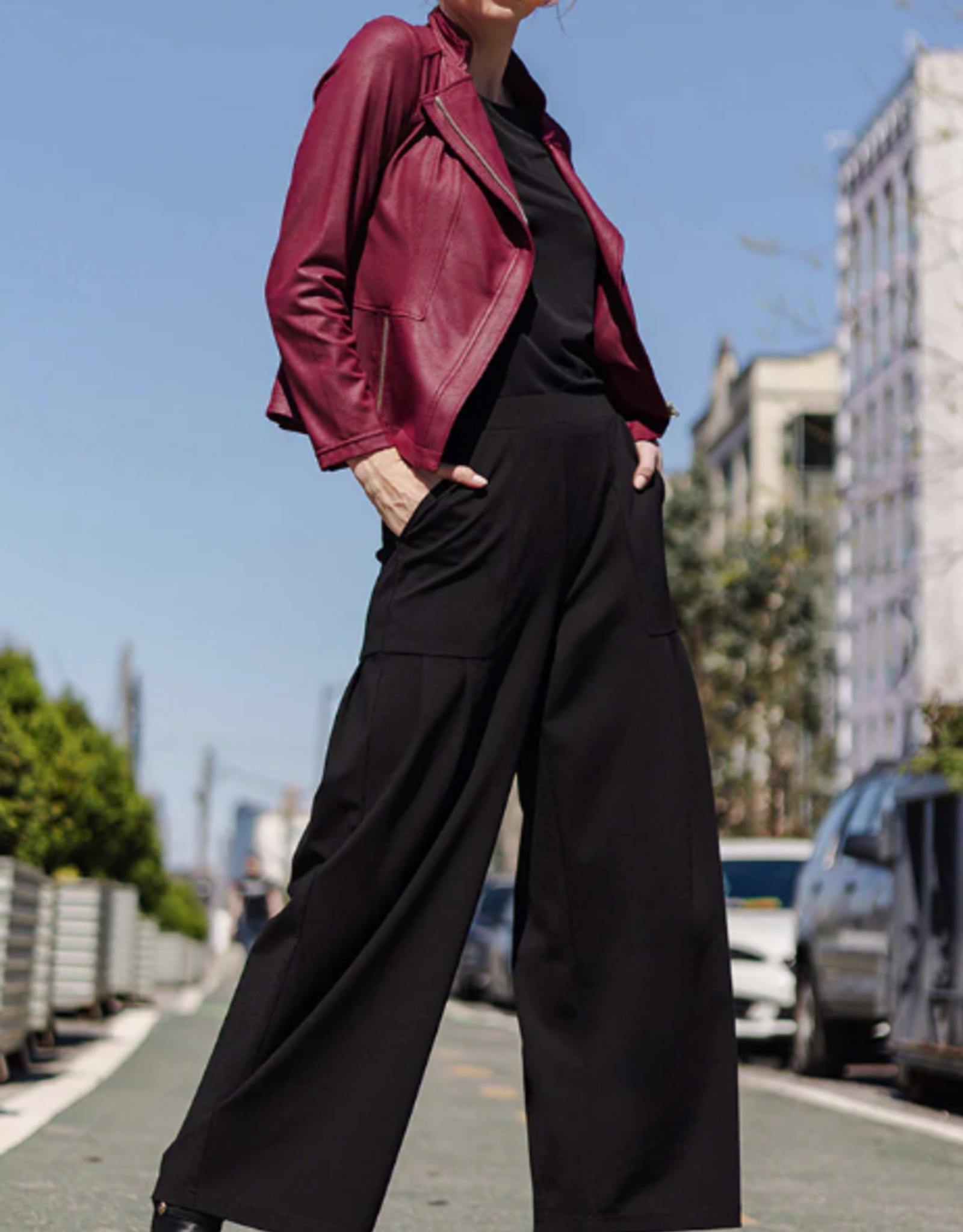 Clara Sun Woo Clara Sun Woo  Merlot Liquid Leather Zip Jacket RB