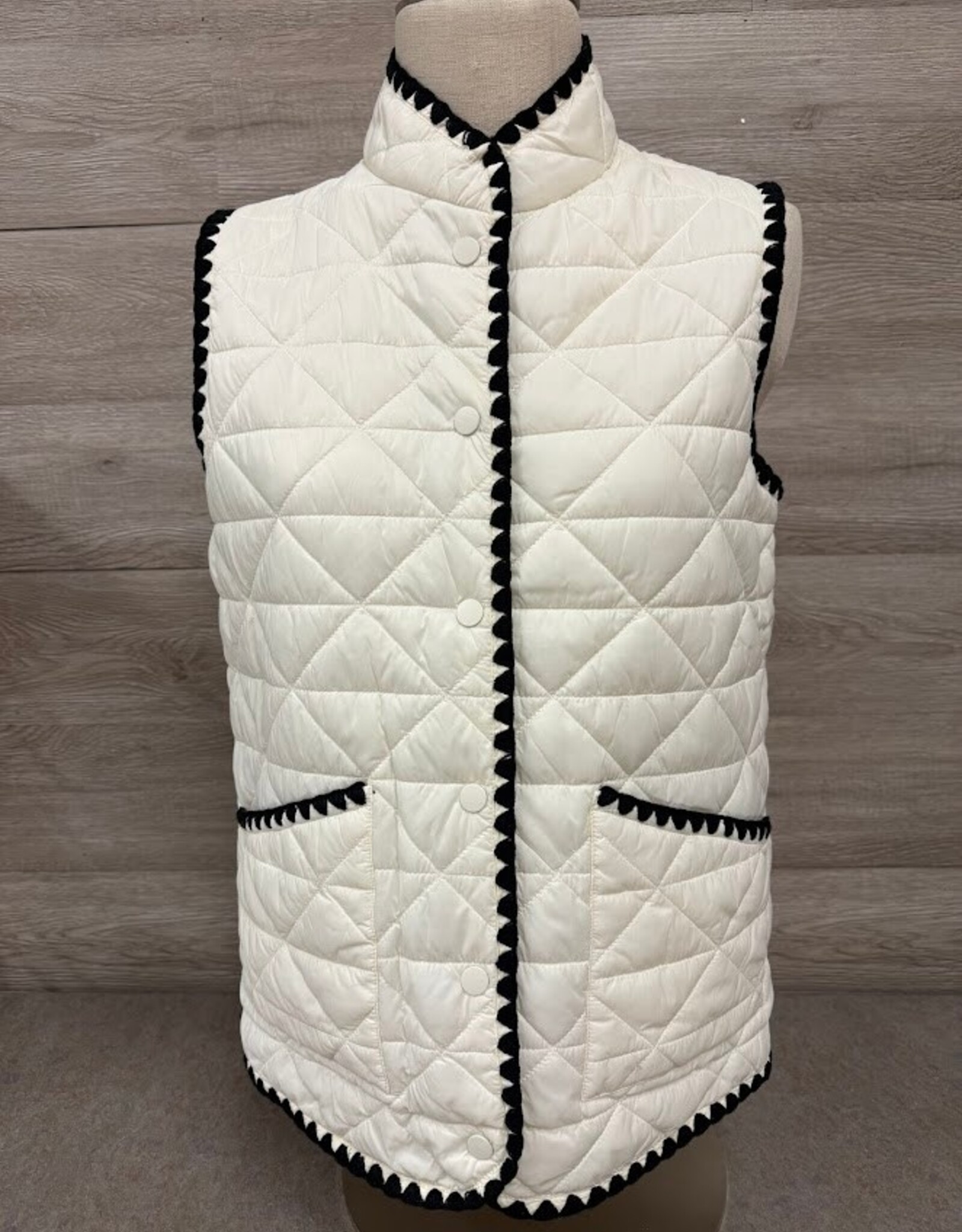 Multiples Multiples  Winter White Sleeveless Snap Up Vest AK