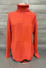 Metric Knits Metric Knit Orange T-Neck L/S Rounded Hem w/Stitch Detail Sweater