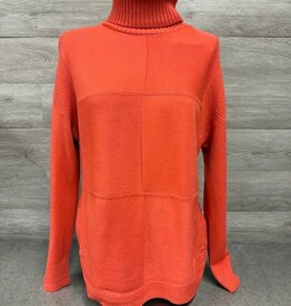 Metric Knits Metric Knit Orange T-Neck L/S Rounded Hem w/Stitch Detail Sweater