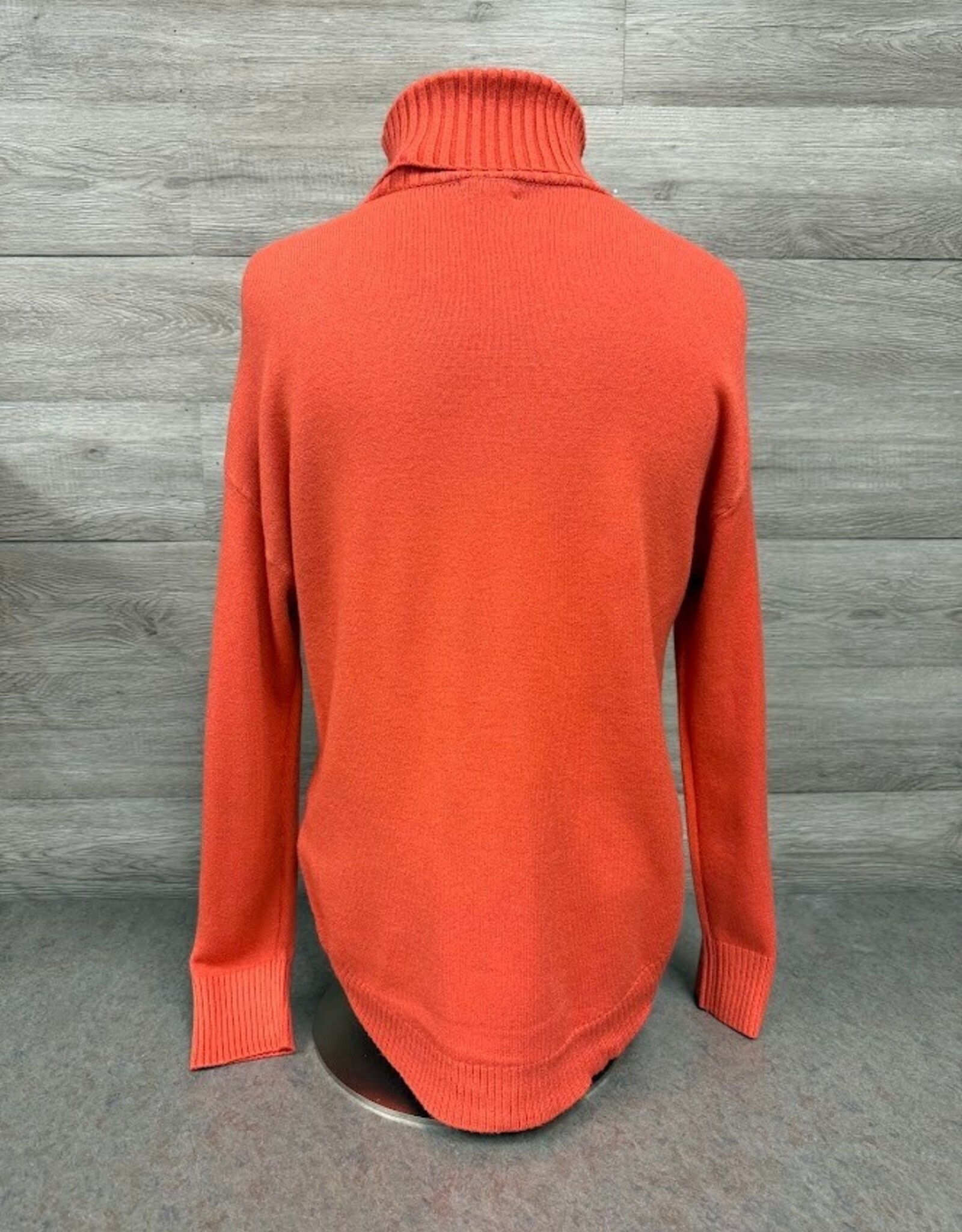 Metric Knits Metric Knit Orange T-Neck L/S Rounded Hem w/Stitch Detail Sweater