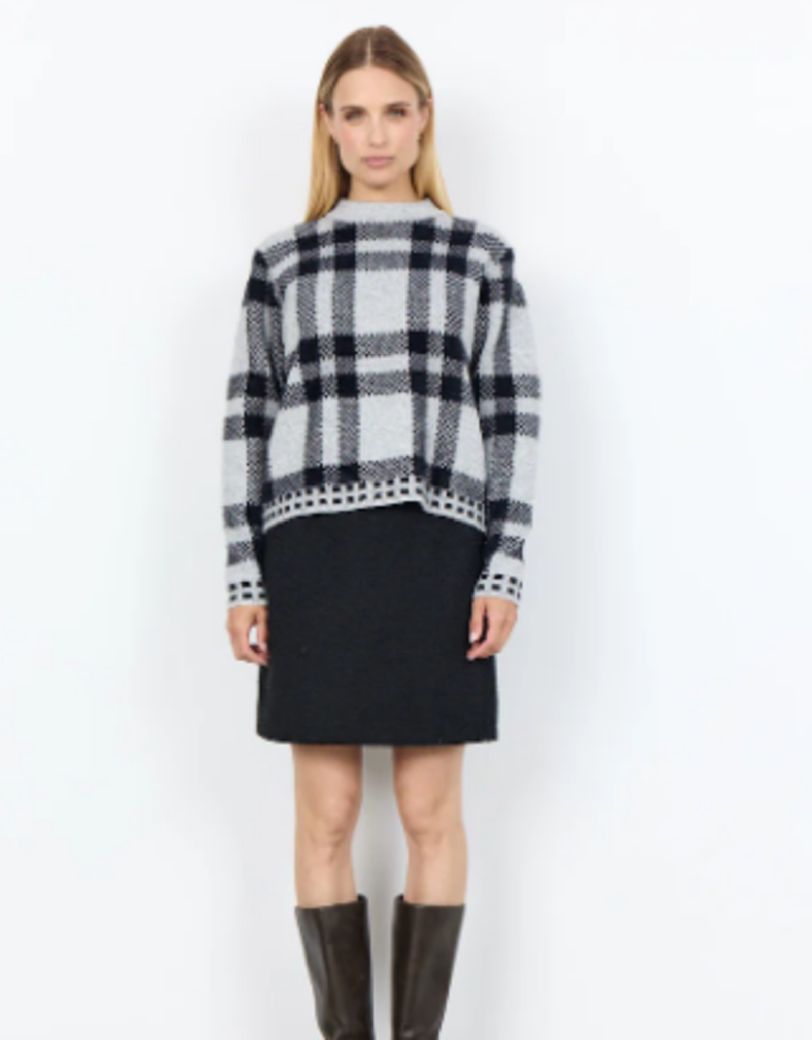 Soya Concept SOYA CONCEPT  White/BLK Plaid  Sweater CR