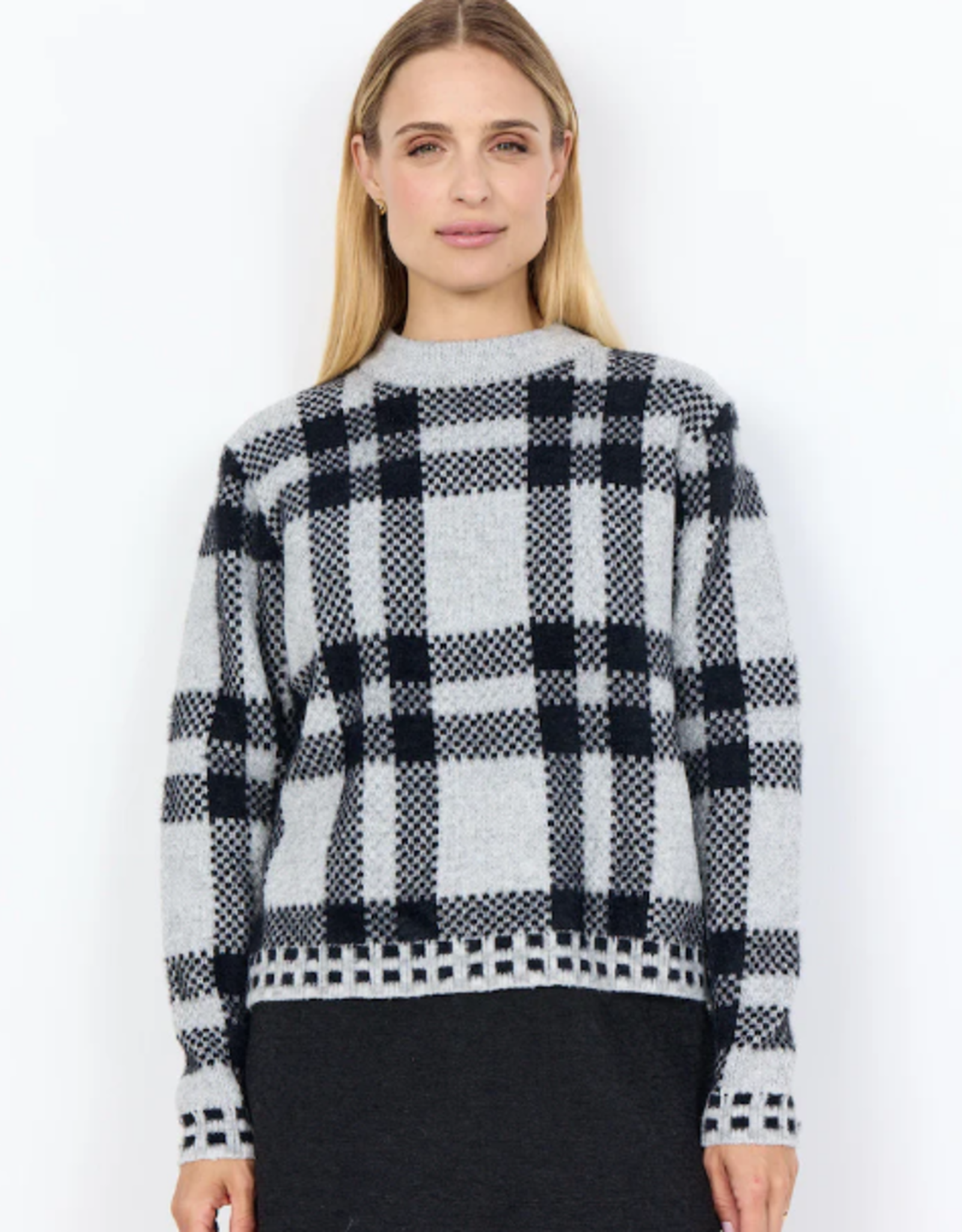 Soya Concept SOYA CONCEPT  White/BLK Plaid  Sweater CR