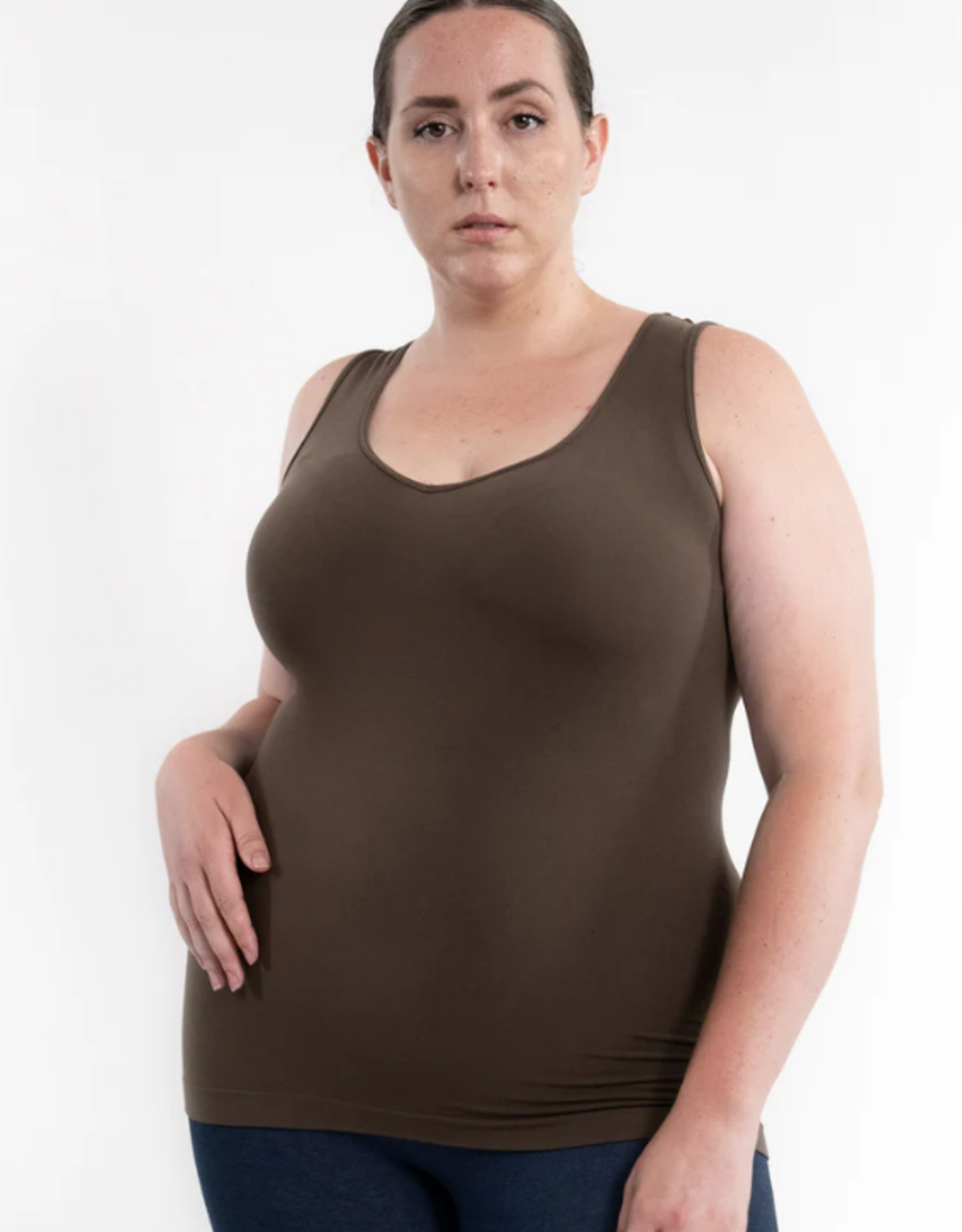 Elietian Elietian Olive Curvy Fit Reversible Neckline Tank