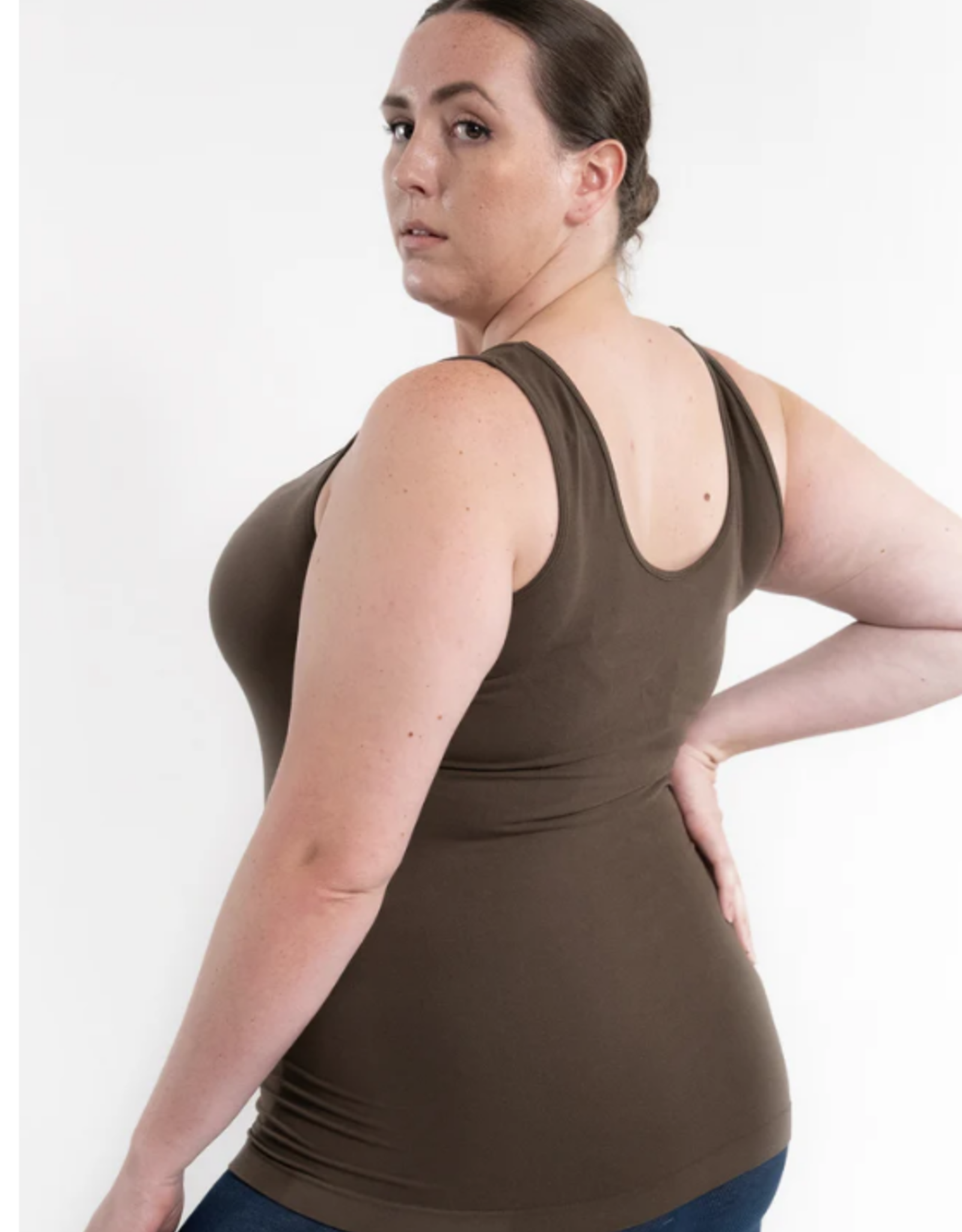 Elietian Elietian Olive Curvy Fit Reversible Neckline Tank