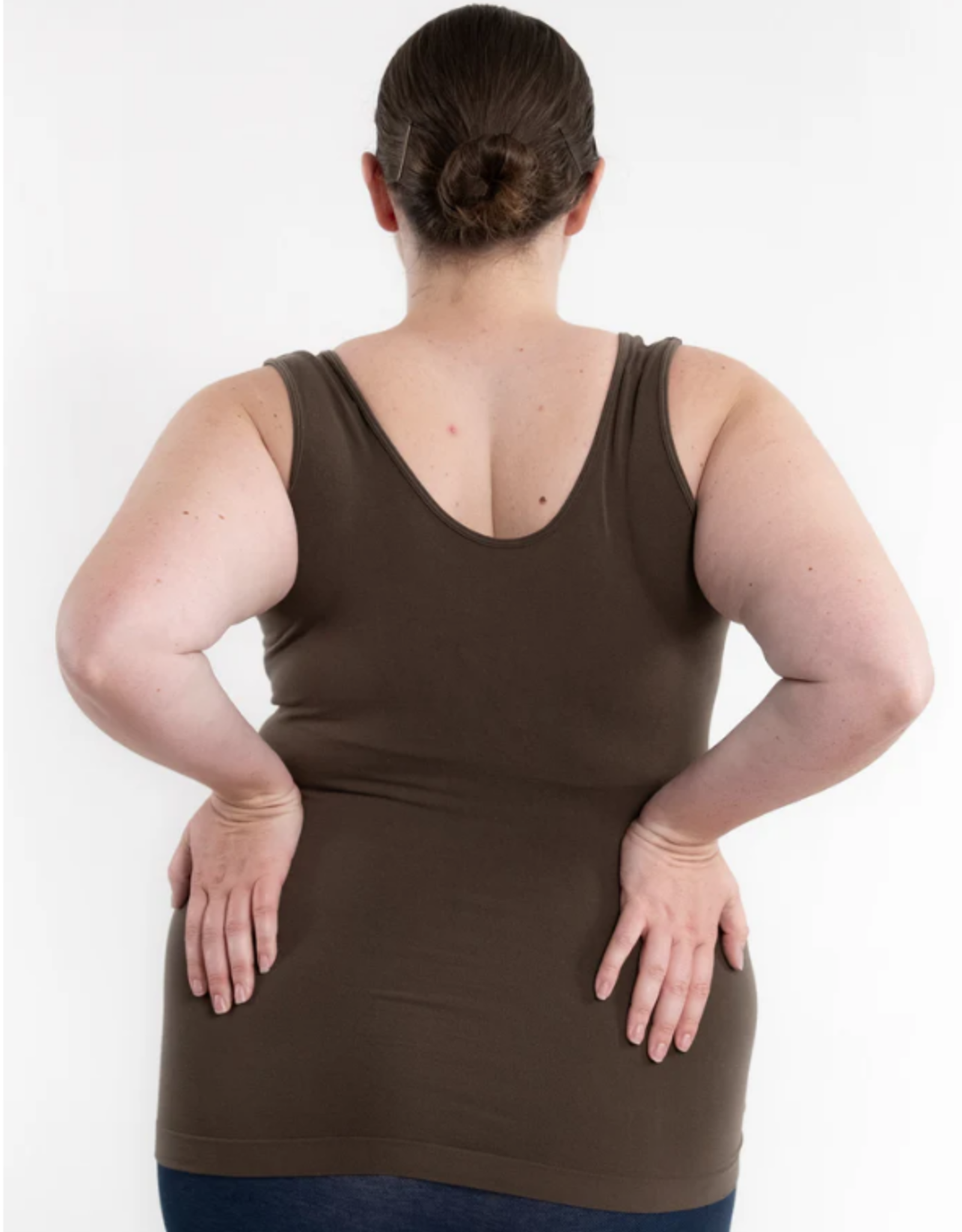 Elietian Elietian Olive Curvy Fit Reversible Neckline Tank