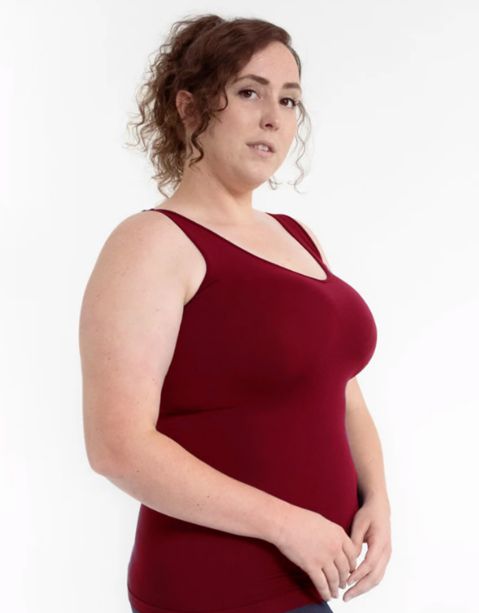 Elietian Elietian Burgundy Curvy Fit Reversible Neckline Tank