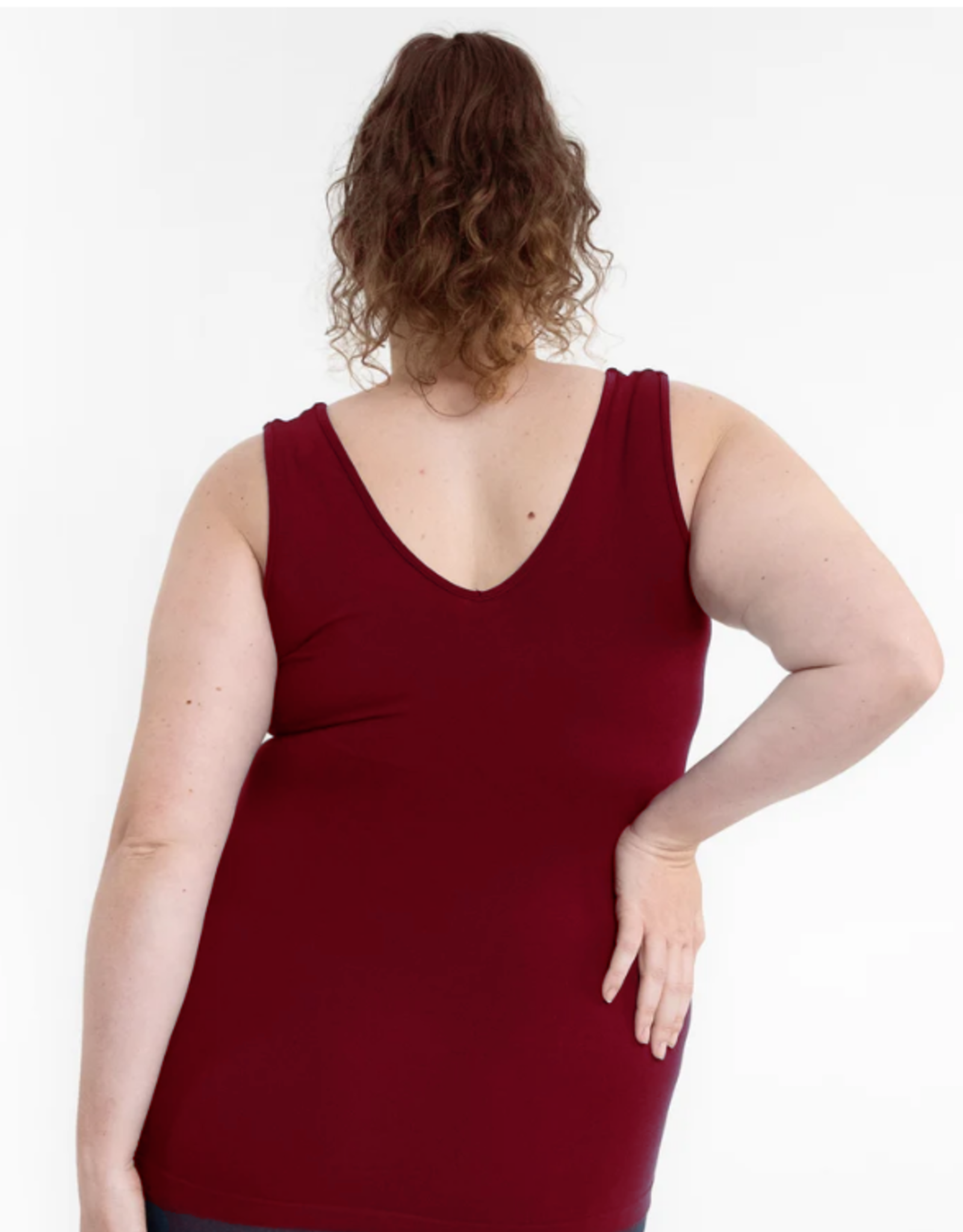 Elietian Elietian Burgundy Curvy Fit Reversible Neckline Tank