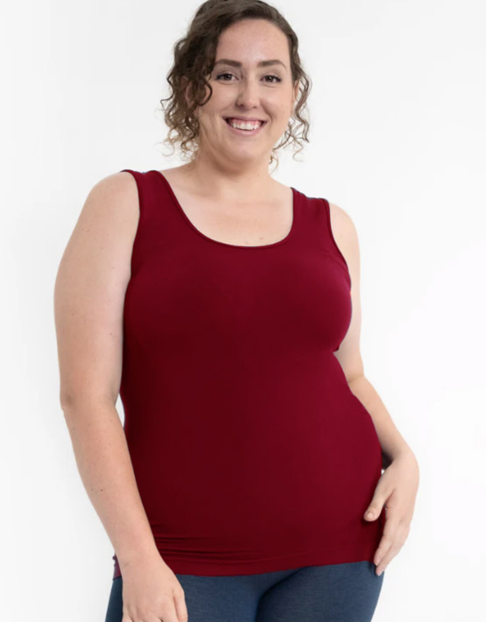 Elietian Elietian Burgundy Curvy Fit Reversible Neckline Tank