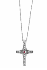 Brighton Brighton Silver Eternal Cross Necklace w/Red Stone