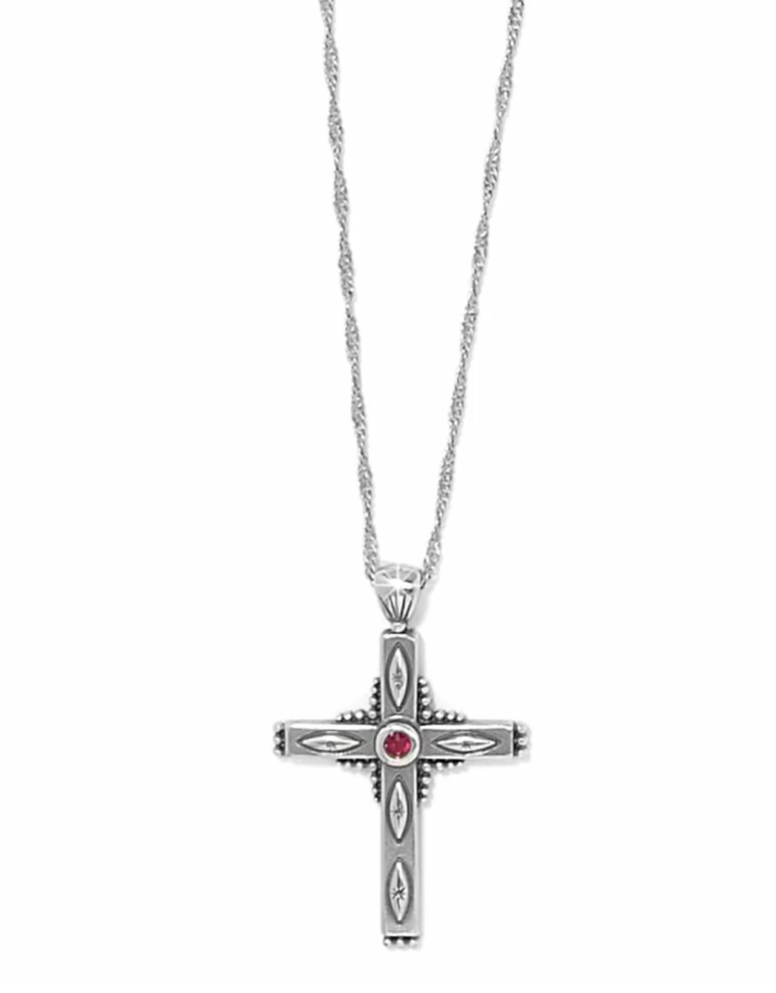 Brighton Brighton Silver Eternal Cross Necklace w/Red Stone