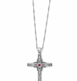 Brighton Brighton Silver Eternal Cross Necklace w/Red Stone