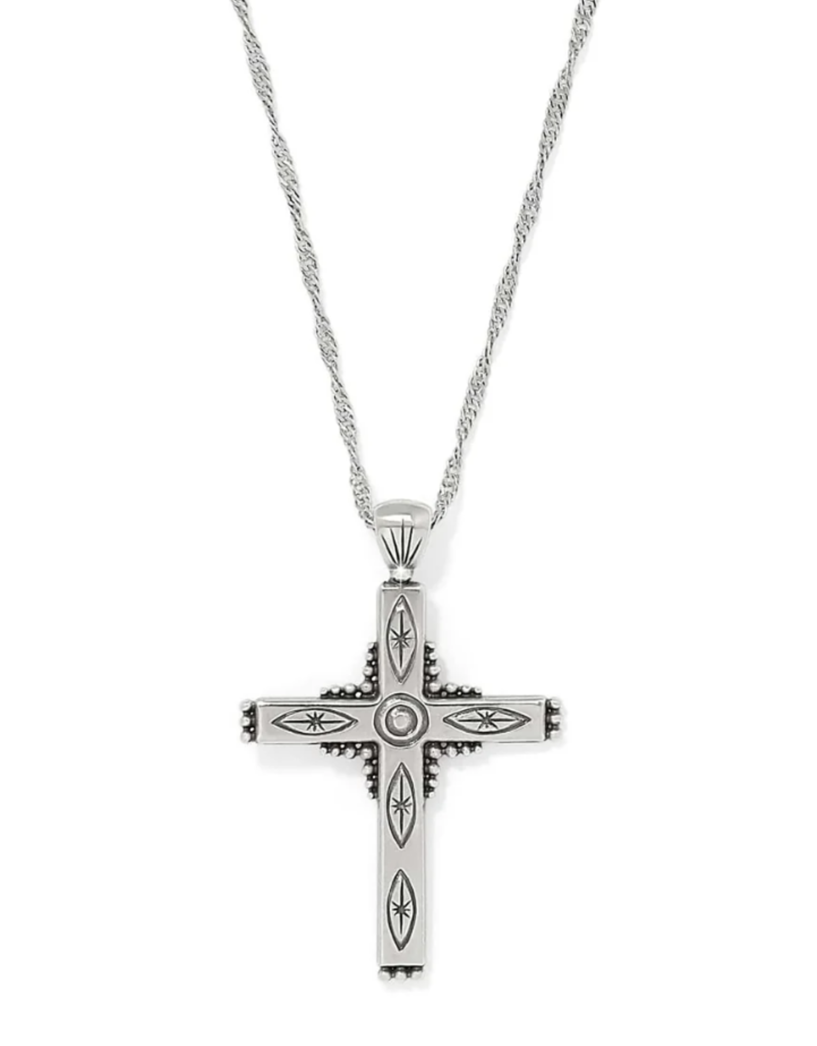 Brighton Brighton Silver Eternal Cross Necklace w/Red Stone