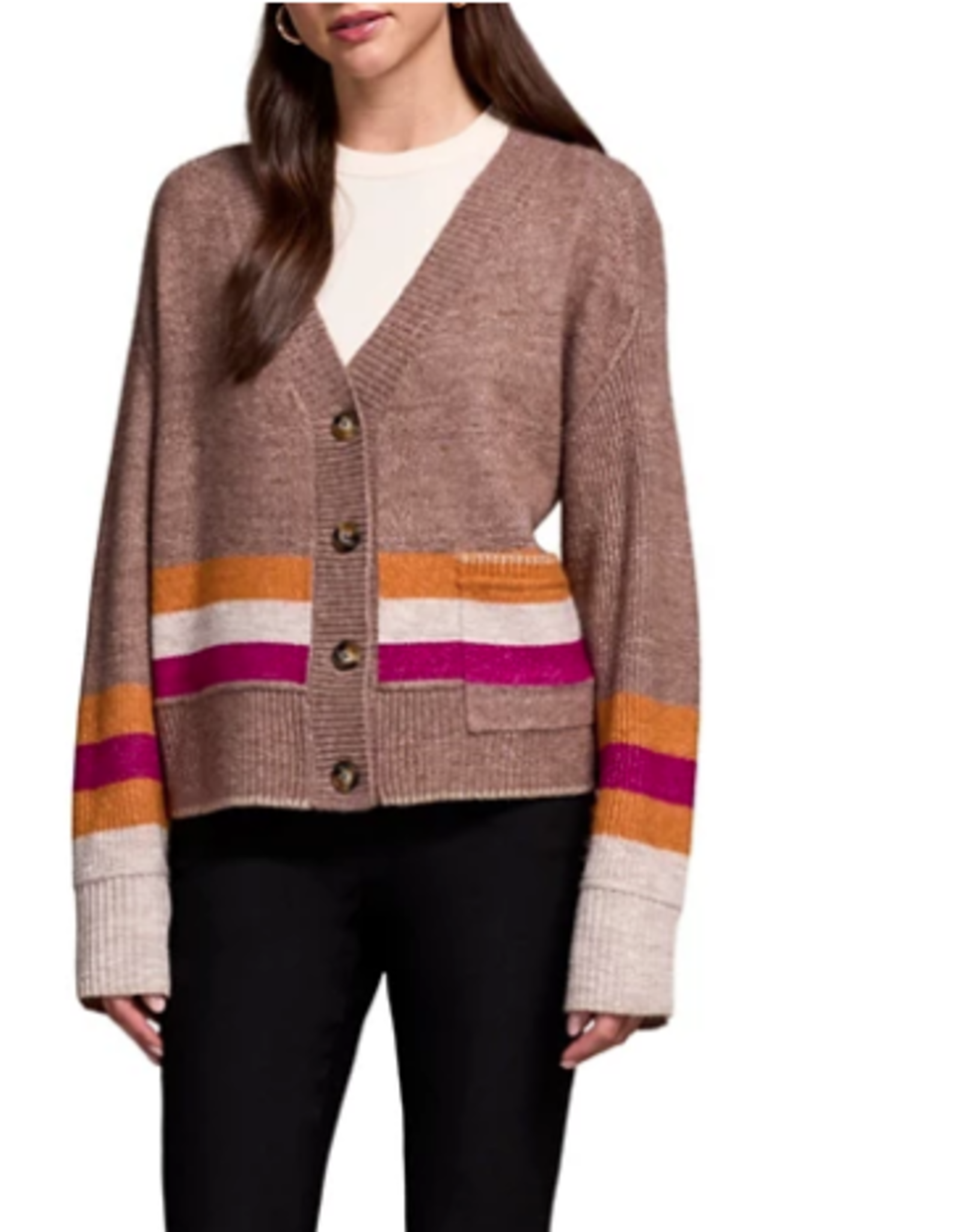 Tribal Tribal Mocha L/S Cardigan W/Pocket CS