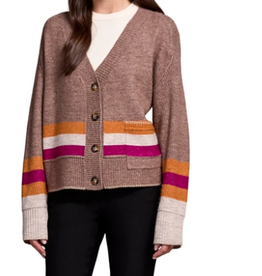 Tribal Tribal Mocha L/S Cardigan W/Pocket CS