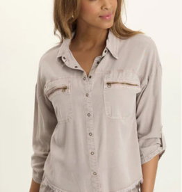 Wearables Wearables 14728W  Beige Snap Up 3/4 Sleeve Top  AS