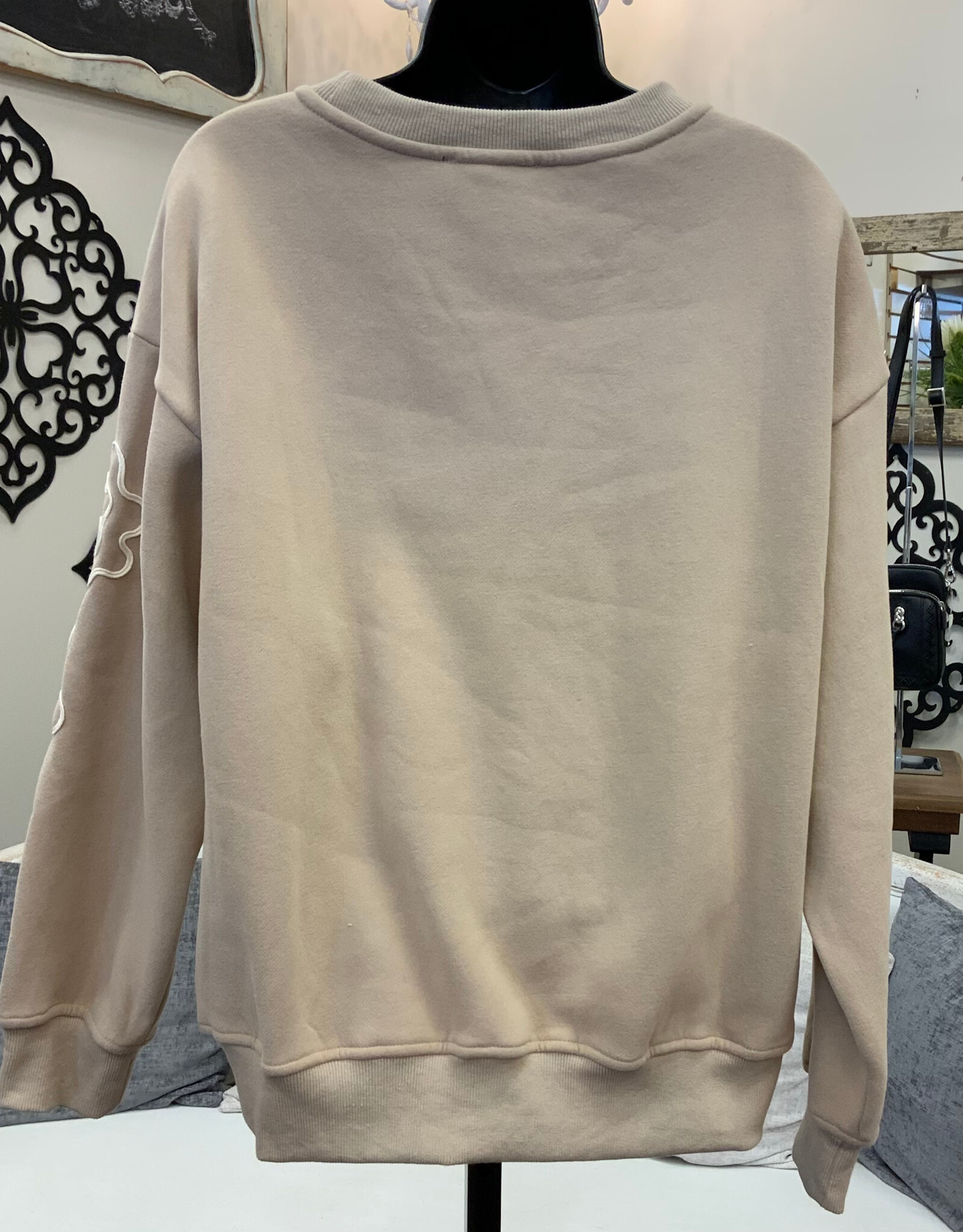 Papillon Papillon  Beige Round Neck Embroider Detail Sweatshirt  LL