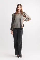 Papillon Papillon  Grey Patch Print High Low W/Back Button Detail LL