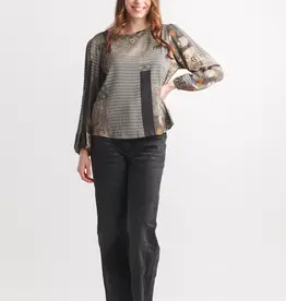 Papillon Papillon  Grey Patch Print High Low W/Back Button Detail LL