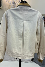 Democracy Democracy Wheat  Corduroy Collar Denim Zip Up Jacket CE