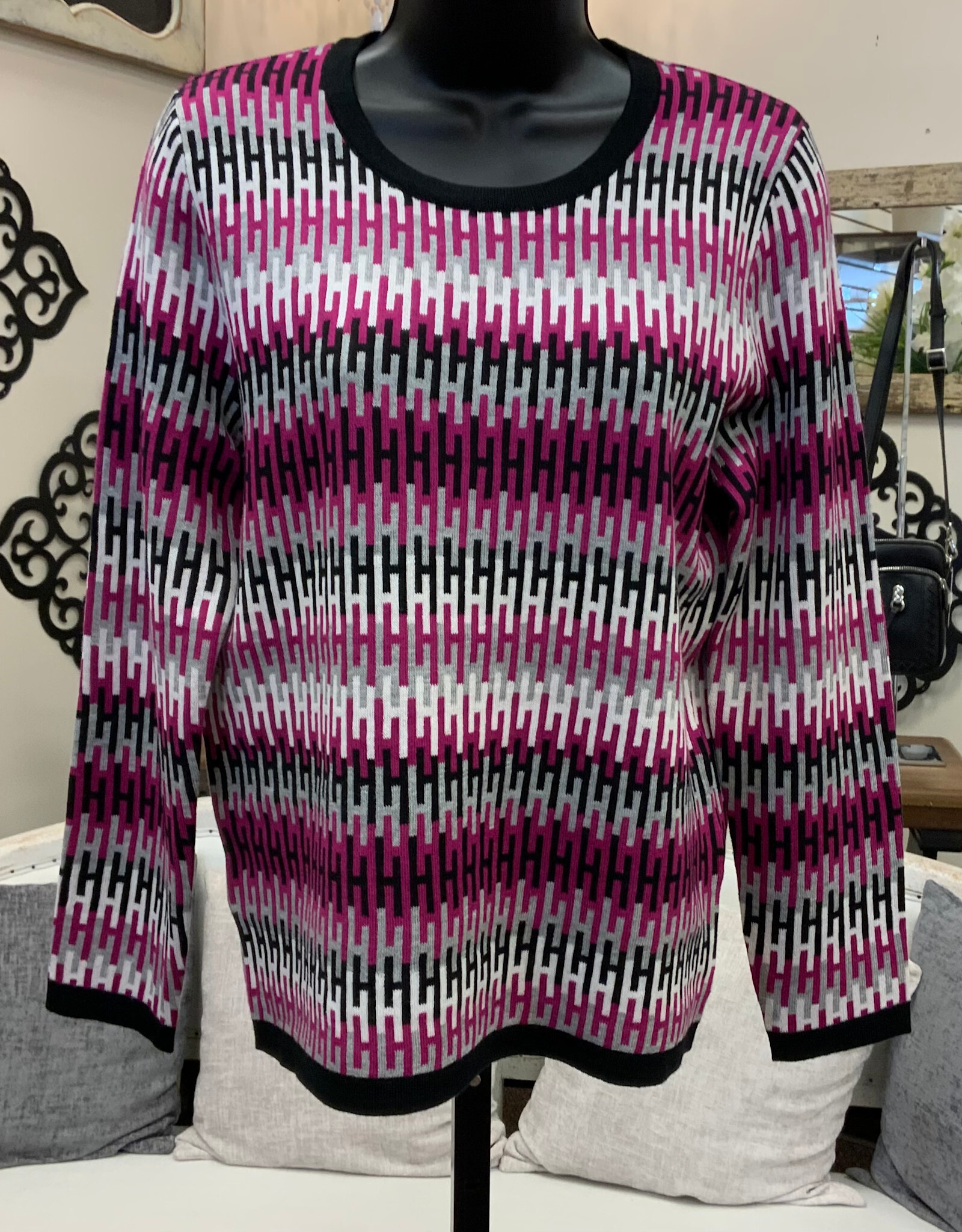 Sunday Sunday Multi Print Round Neck L/S Sweater AS