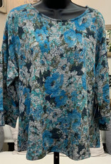 L.Hamrick Southern Lady Blue Firth Aqua 3/4 Sleeve Petite Top BL