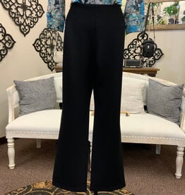 Multiples Multiples  Black Elastic No Waist Pintuck Flare Leg Ankle Pant AC