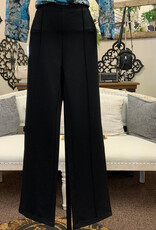 Multiples Multiples  Black Elastic No Waist Pintuck Flare Leg Ankle Pant AC