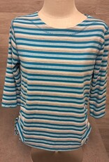 L.Hamrick Southern Lady Blue Firth grey  3/4 Sleeve Petite Top BO