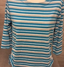 L.Hamrick Southern Lady Blue Firth grey  3/4 Sleeve Petite Top BO