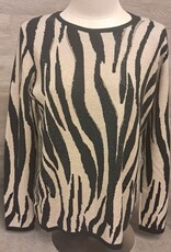 Picadilly PICADILLY BlK/Taupe Animal Jacquard Print L/S Top CL