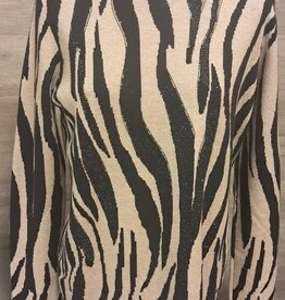 Picadilly PICADILLY  BlK/Taupe Animal Jacquard Print L/S Top CL