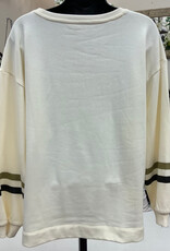 Tru Luxe Tru Luxe  Ivory Game Day Embroidered Sweatshirt CE