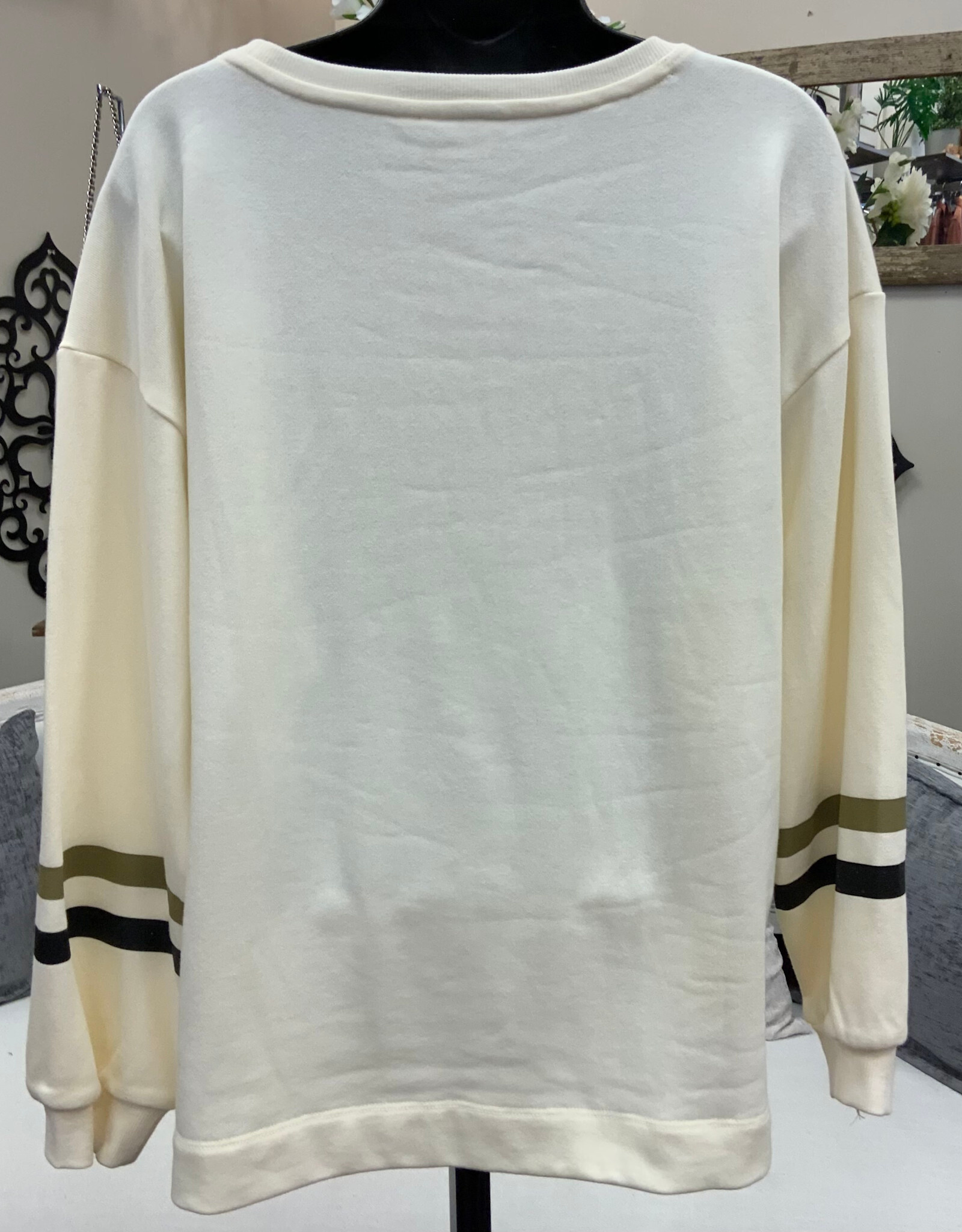 Tru Luxe Tru Luxe  Ivory Game Day Embroidered Sweatshirt CE