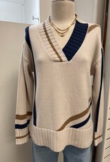Tru Luxe Tru Luxe Natural  V-Neck  Sweater CE
